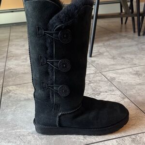UGG Black Winter Boots with Button Detail